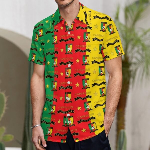 Kamerun Kurzärmelige Herrenhemden, Passform Sommer Kurzarm Casual Button-Down Hemden