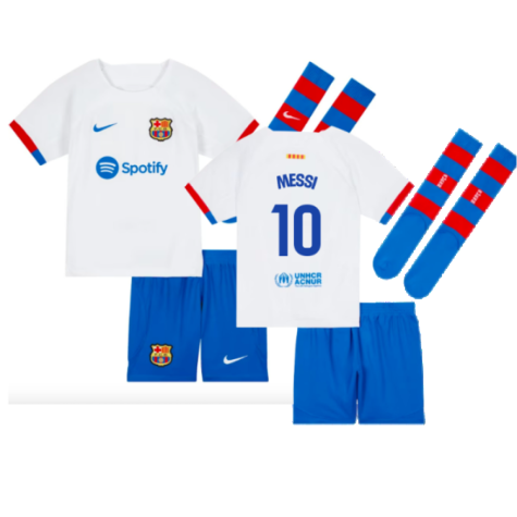 FC Barcelona Lionel Messi 10 Auswärtstrikot Kinder Mini Kit 2023-2024