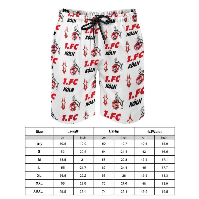 FC Köln Herren Badehose Schnelltrocknende Strandshorts Mit Tasche Kordelzug Shorts