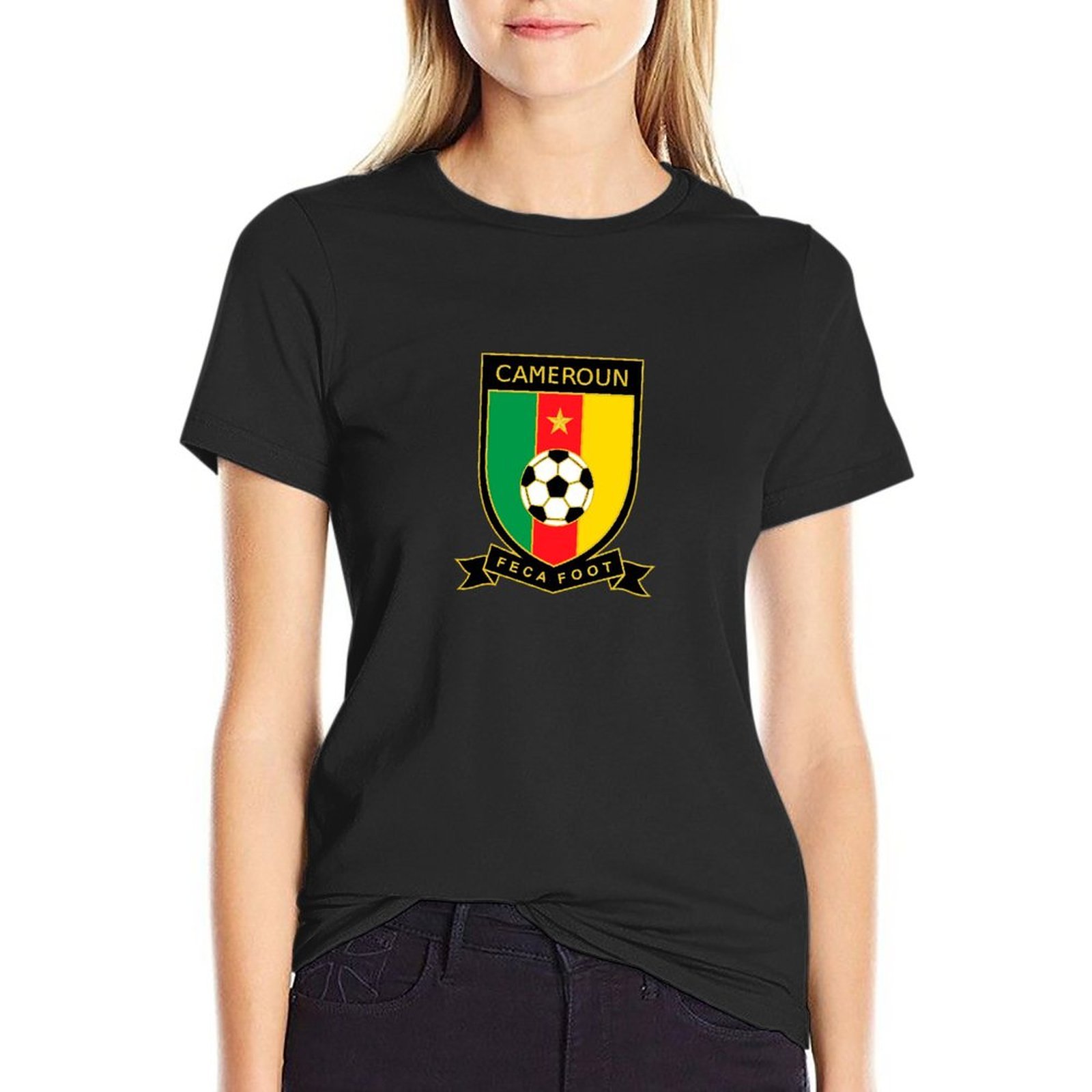 Kamerun Damen Kurzarm Rundhals T-Shirt Casual Sommer Tops Kamerun Damen Kurzarm Rundhals T-Shirt Casual Sommer Tops