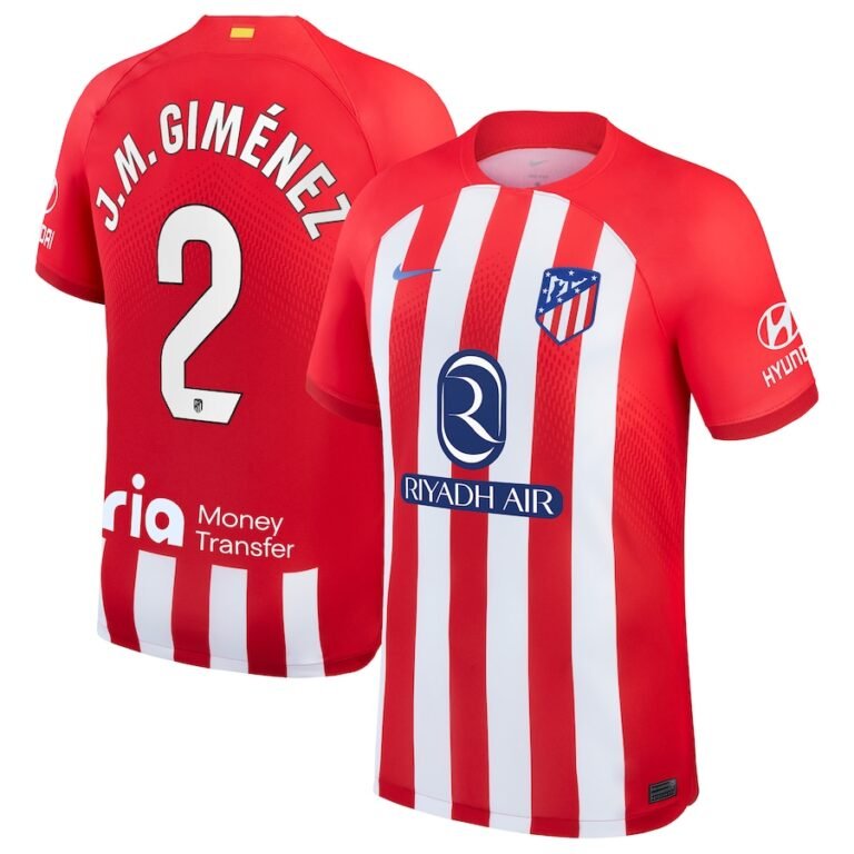 Atletico Madrid Jose Gimenez 2 Home Trikot 2023-2024 (Mit Riyadh Sponsors)