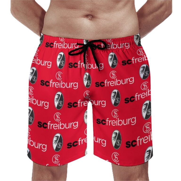 SC Freiburg Herren Badehose Schnelltrocknende Strandshorts Mit Tasche Kordelzug Shorts