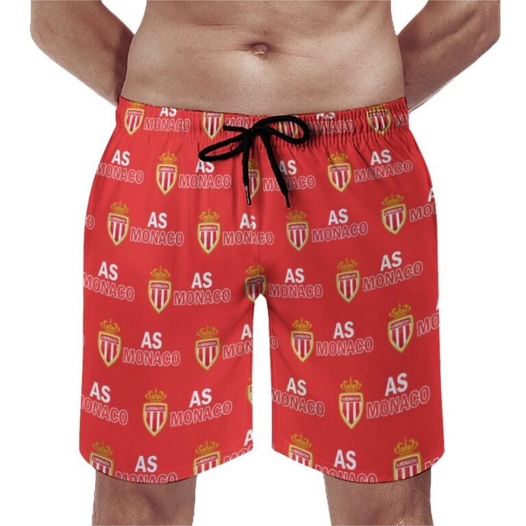 AS Monaco Herren Badehose Schnelltrocknende Strandshorts Mit Tasche Kordelzug Shorts