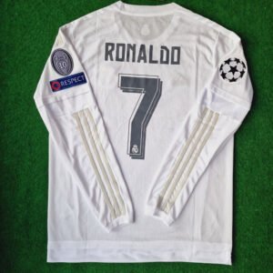 Real Madrid Cristiano Ronaldo 7 Retro Langarm Home Trikot 2015-2016