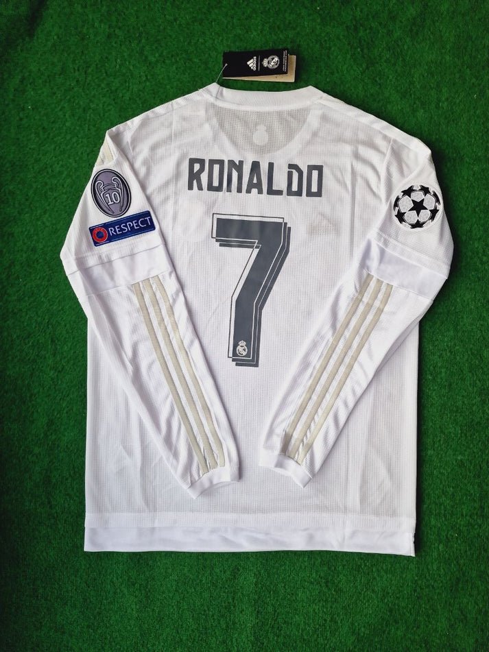 Real Madrid Cristiano Ronaldo 7 Retro Langarm Home Trikot 2015-2016