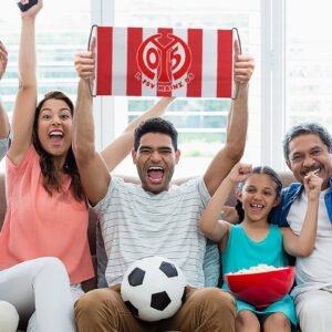FSV Mainz 05 Transparente Beim Fußballspiel, Fans Schwenken Fahnen