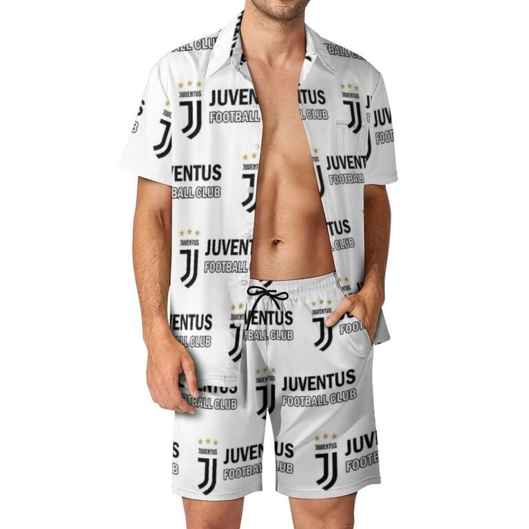 Juventus FC Lässiges Strandbekleidungsset Kurzärmeliges Hemd Plus Strandhose