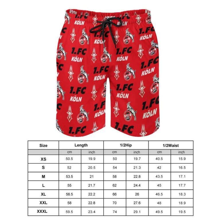 FC Köln Herren Badehose Schnelltrocknende Strandshorts Mit Tasche Kordelzug Shorts