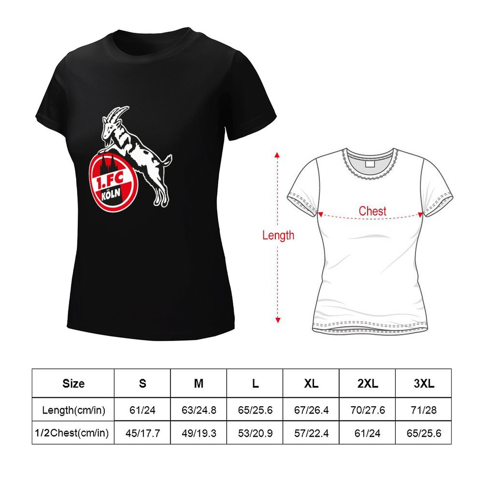 FC Köln Damen Kurzarm Rundhals T-Shirt Casual Sommer Tops FC Köln Damen Kurzarm Rundhals T-Shirt Casual Sommer Tops