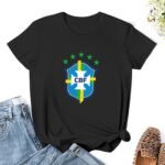Brasilien Damen Kurzarm Rundhals T-Shirt Casual Sommer Tops