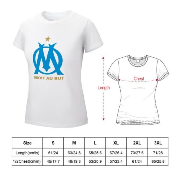 Olympique De Marseille Damen Kurzarm Rundhals T-Shirt Casual Sommer Tops