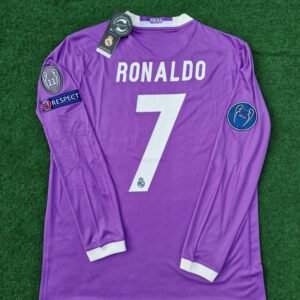 Real Madrid Cristiano Ronaldo 7 Retro Langarm Away Trikot 2016-2017