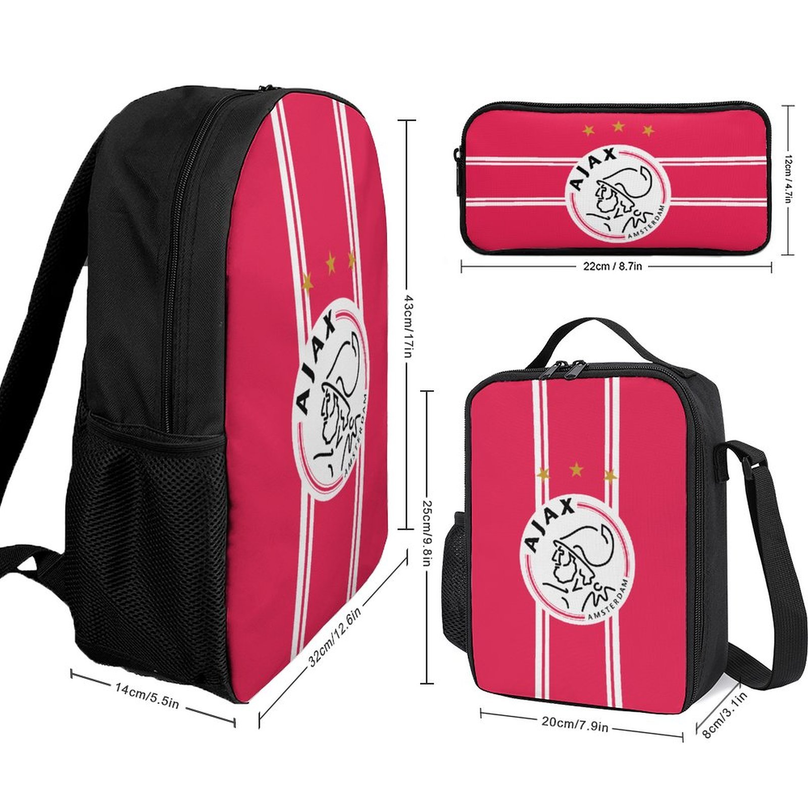 Ajax Student Schulranzen Lunchbag Stifttasche Kombination Ajax Student Schulranzen Lunchbag Stifttasche Kombination