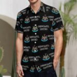 Newcastle United Kurzärmelige Herrenhemden, Passform Sommer Kurzarm Casual Button-Down Hemden