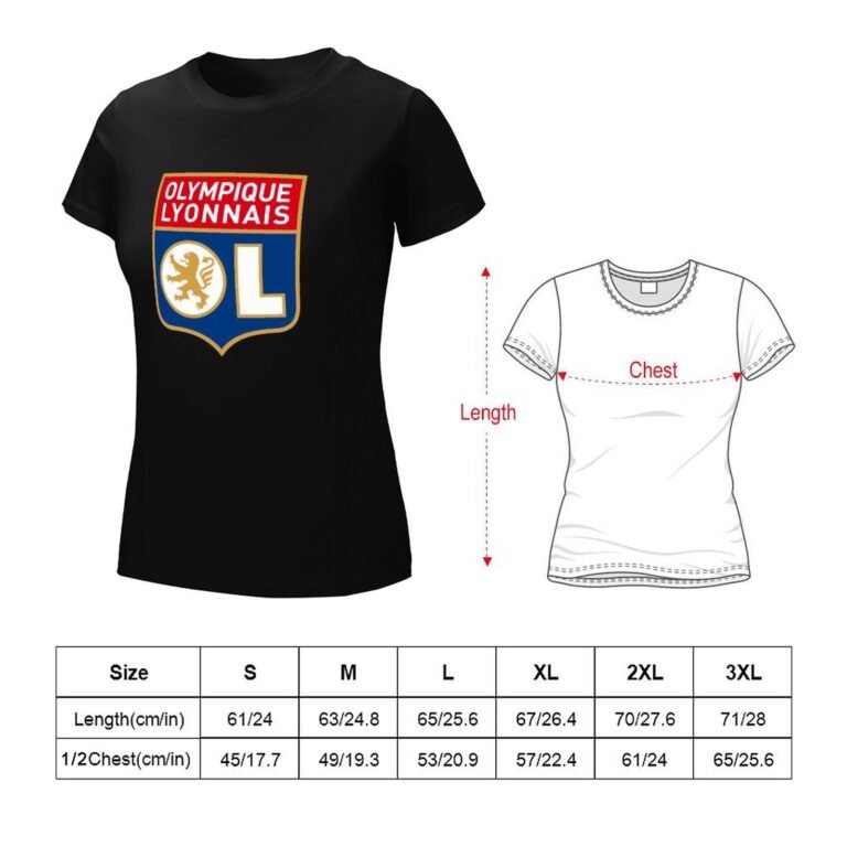 Olympique Lyonnais Damen Kurzarm Rundhals T-Shirt Casual Sommer Tops