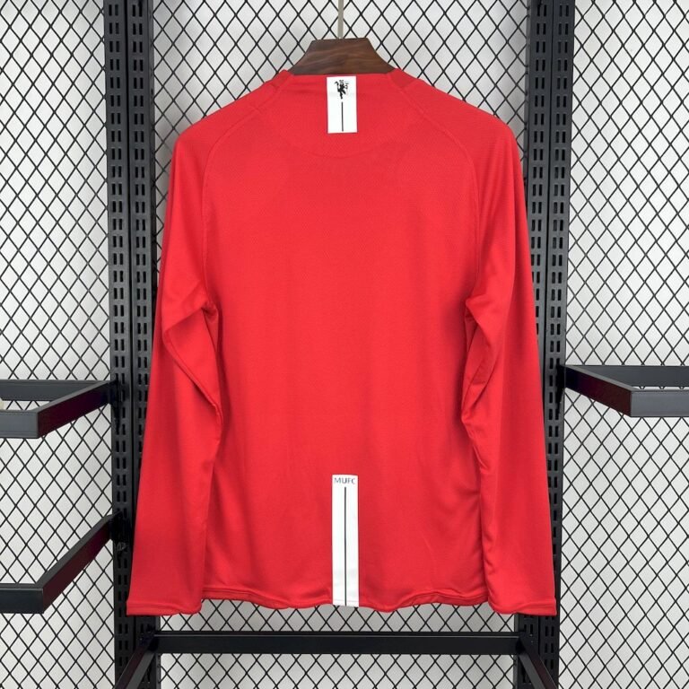 Manchester United Retro Langarm Home Trikot 2007-2008 - Rot