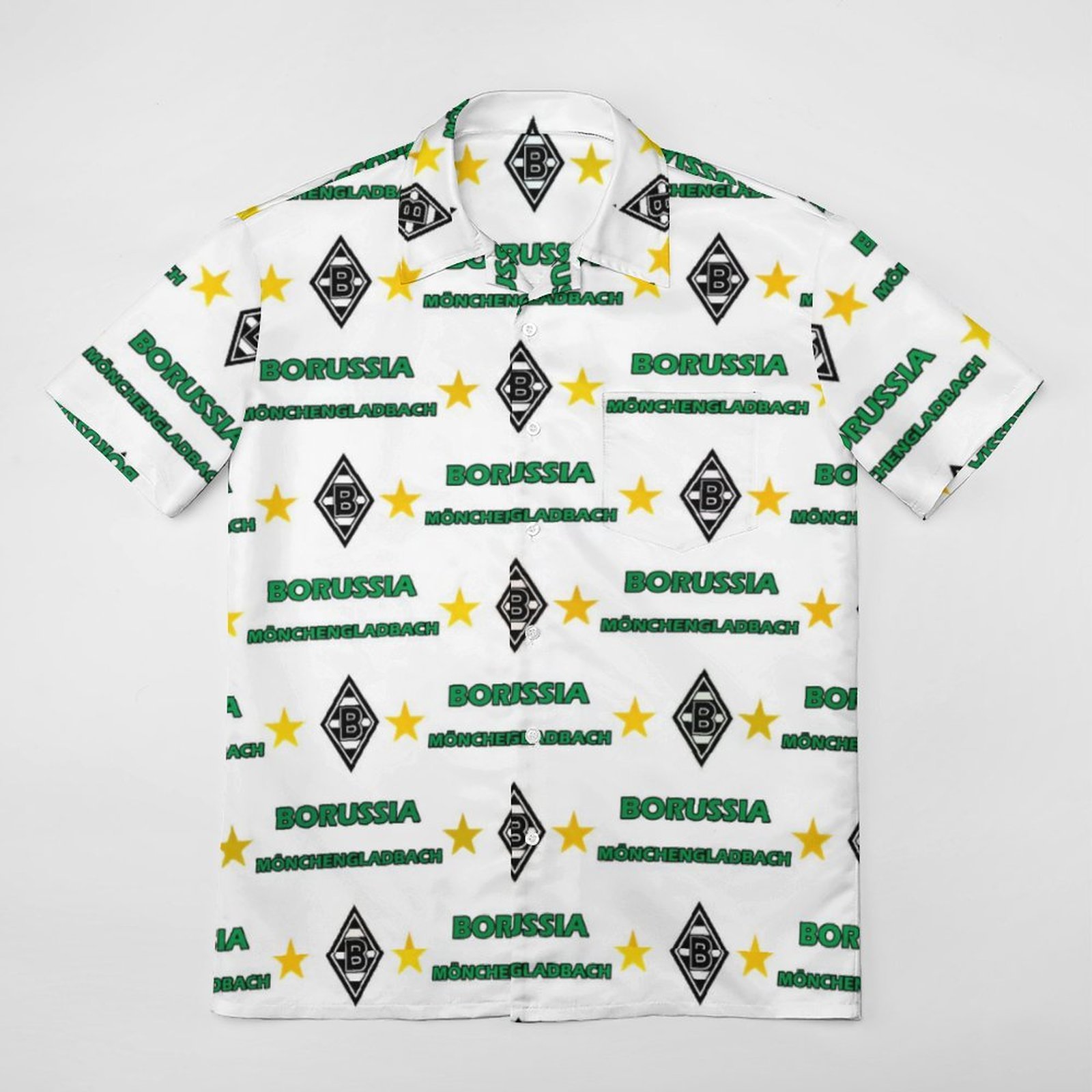 Borussia Mönchengladbach Kurzärmelige Herrenhemden, Passform Sommer Kurzarm Casual Button-Down Hemden Borussia Mönchengladbach Kurzärmelige Herrenhemden, Passform Sommer Kurzarm Casual Button-Down Hemden