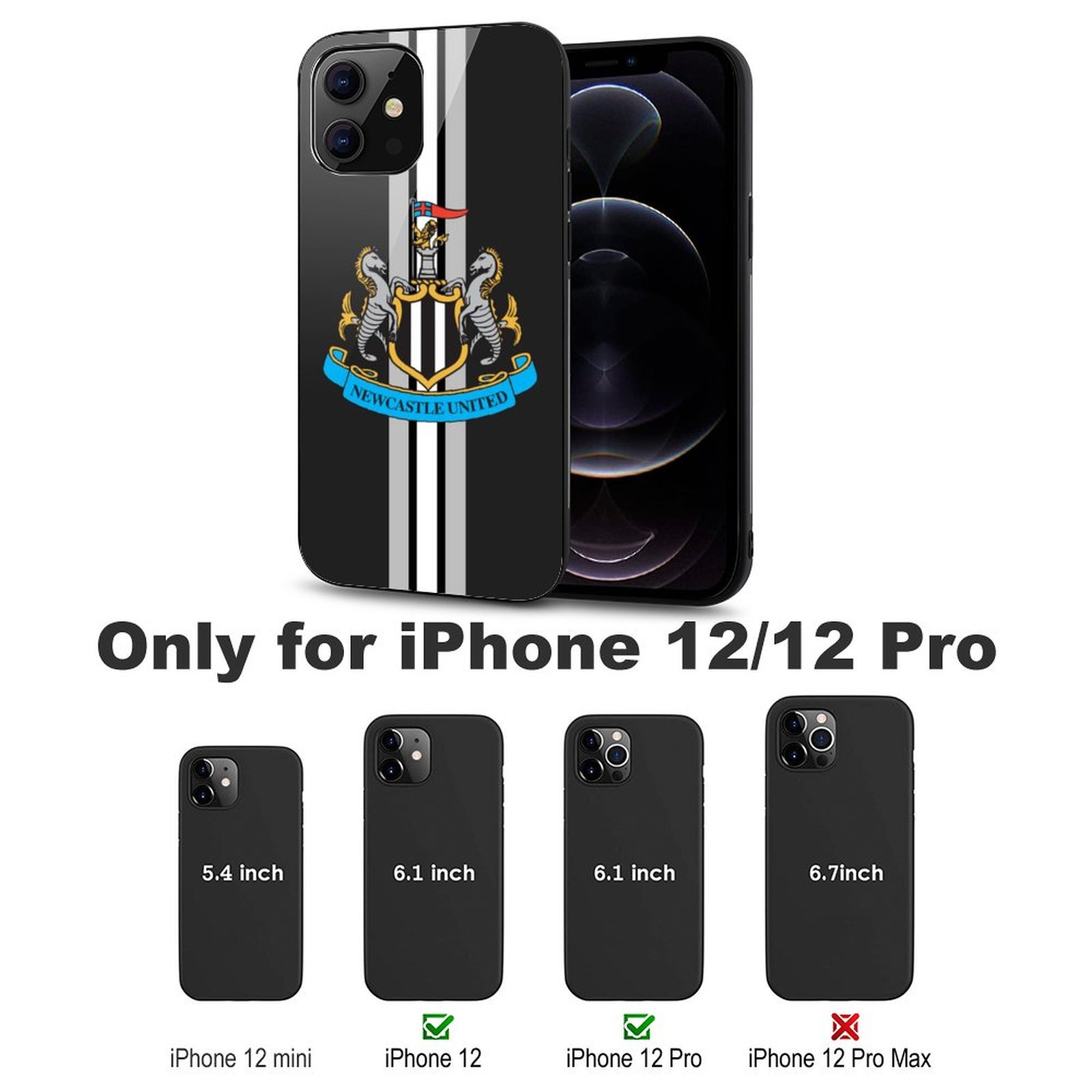 Newcastle United Stoßfest Glaskasten Handyhüllen & Cover Für IPhone 12 Newcastle United Stoßfest Glaskasten Handyhüllen & Cover Für IPhone 12