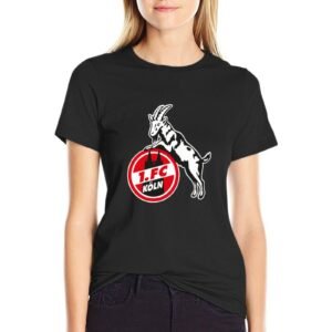 FC Köln Damen Kurzarm Rundhals T-Shirt Casual Sommer Tops