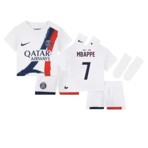 PSG Kylian Mbappe 7 Auswärtstrikot Kinder Mini Kit 2024-2025