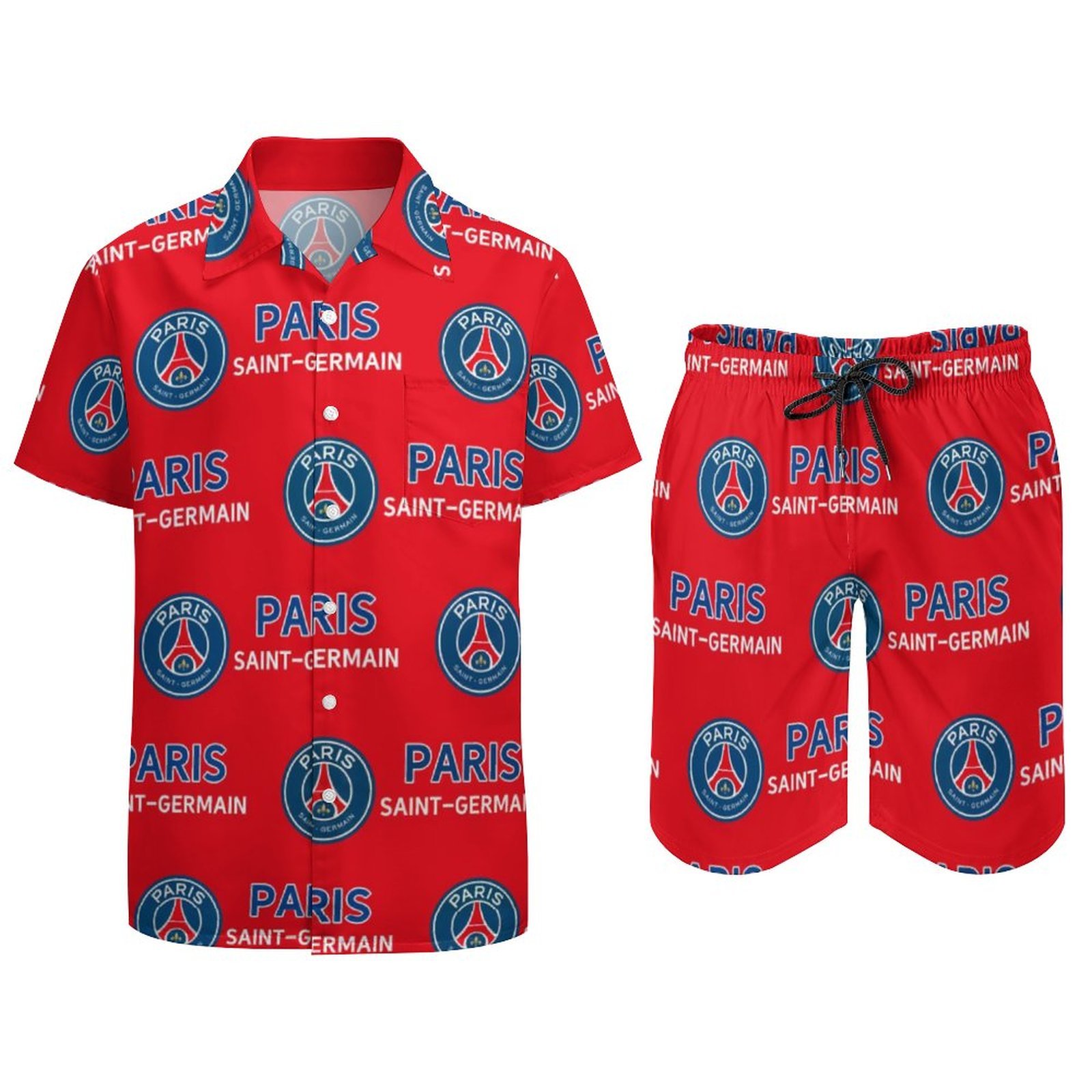 Paris Saint-Germain Lässiges Strandbekleidungsset Kurzärmeliges Hemd Plus Strandhose Paris Saint-Germain Lässiges Strandbekleidungsset Kurzärmeliges Hemd Plus Strandhose
