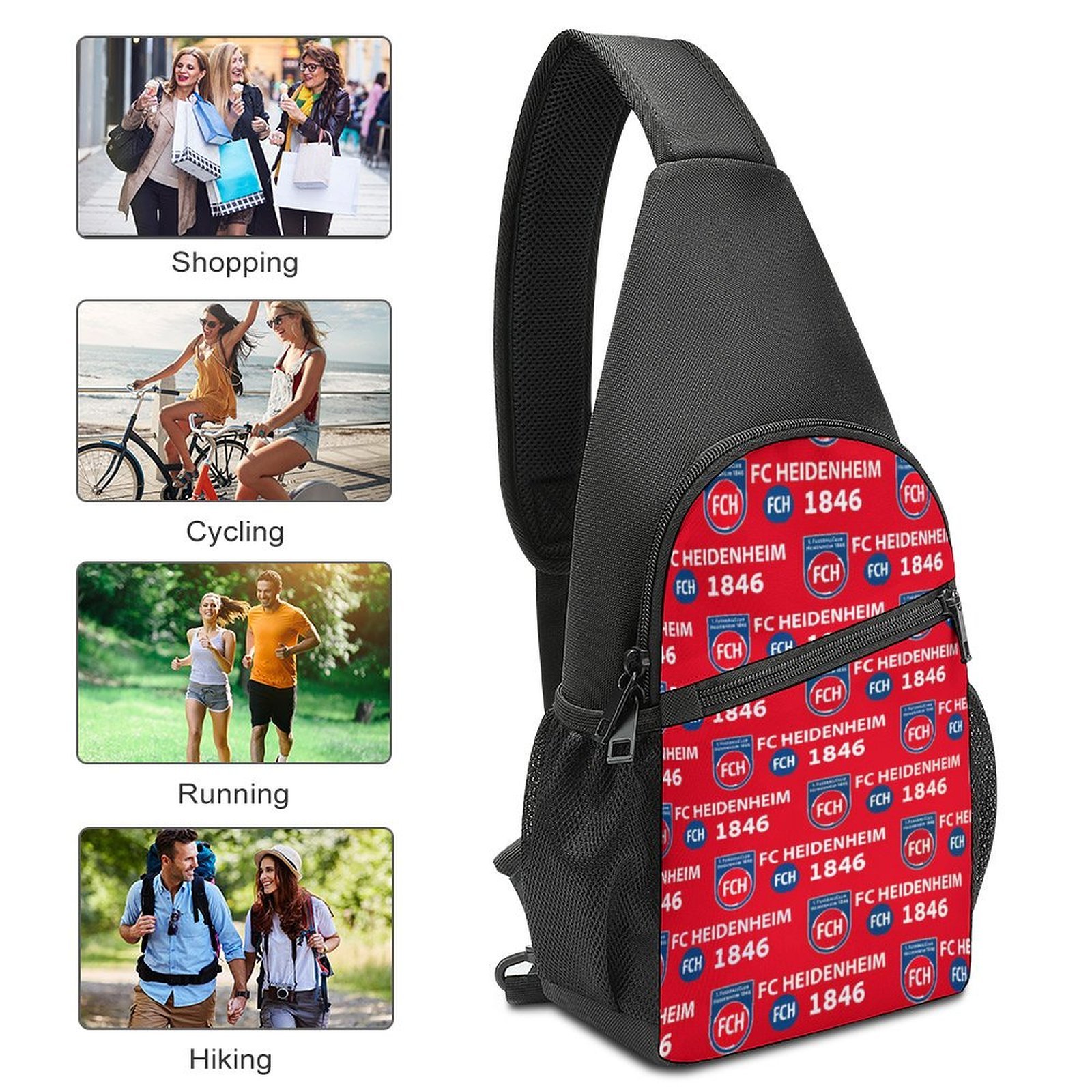 FC Heidenheim Crossbody Backpack Leichte Umhängetaschen Sling-Rucksack FC Heidenheim Crossbody Backpack Leichte Umhängetaschen Sling-Rucksack