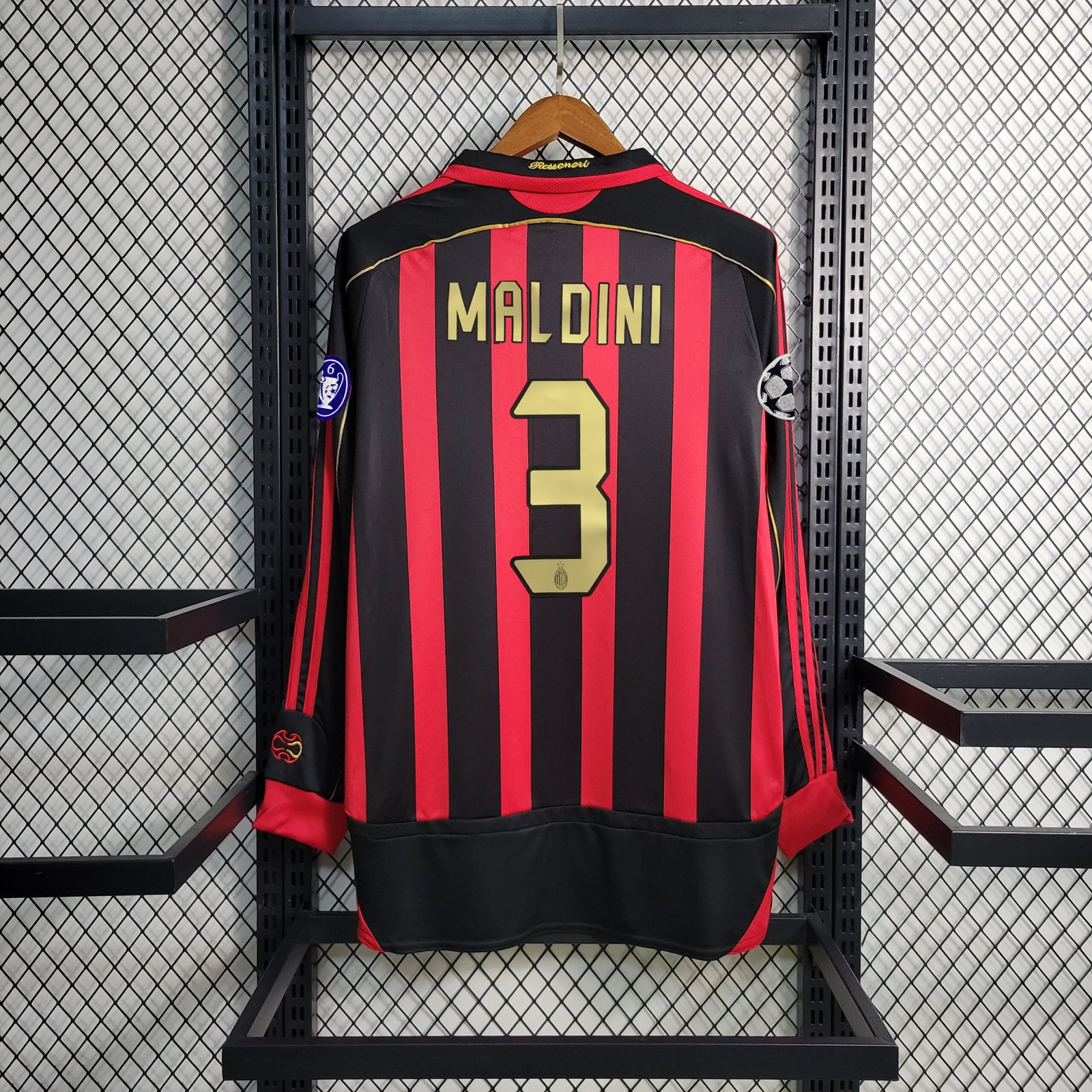 AC Mailand Paolo Maldini 3 Langarm UCL Retro Home Trikot 2006-2007 AC Mailand Paolo Maldini 3 Langarm UCL Retro Home Trikot 2006-2007