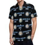 Inter Mailand Kurzärmelige Herrenhemden, Passform Sommer Kurzarm Casual Button-Down Hemden