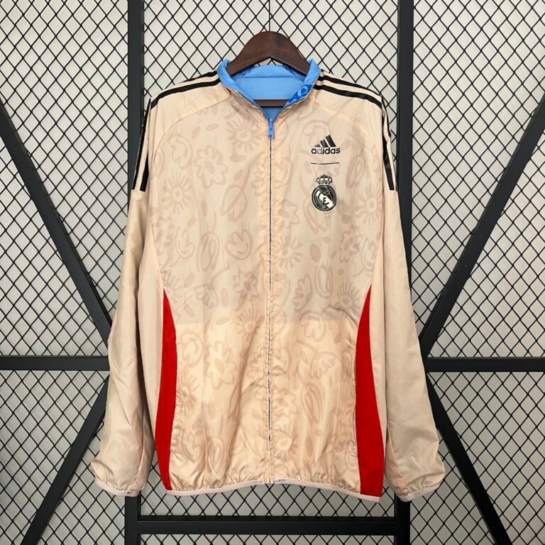 Real Madrid Beidseitig Verwendbar Anthem Jacke 2024-2025 - Blau Beige