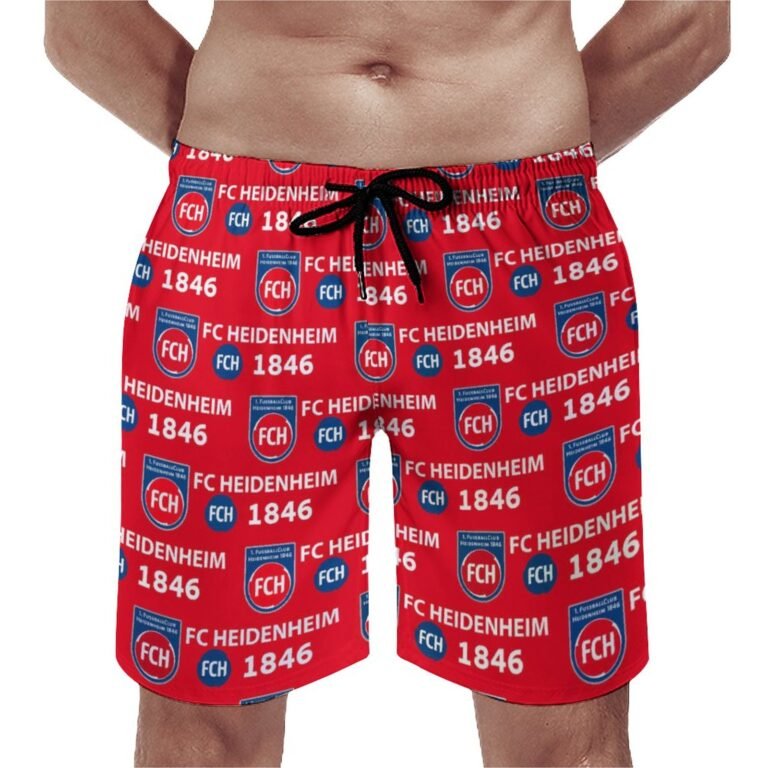 FC Heidenheim Herren Badehose Schnelltrocknende Strandshorts Mit Tasche Kordelzug Shorts
