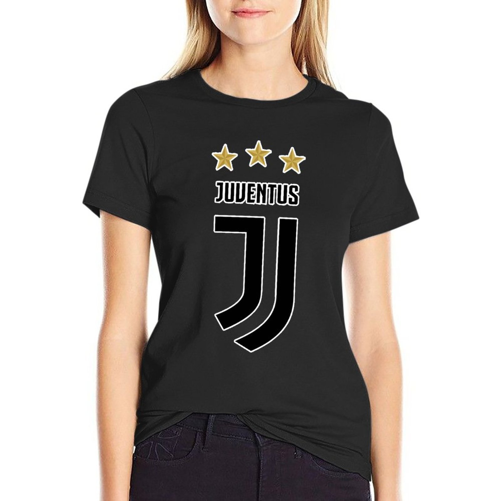 Juventus FC Damen Kurzarm Rundhals T-Shirt Casual Sommer Tops Juventus FC Damen Kurzarm Rundhals T-Shirt Casual Sommer Tops