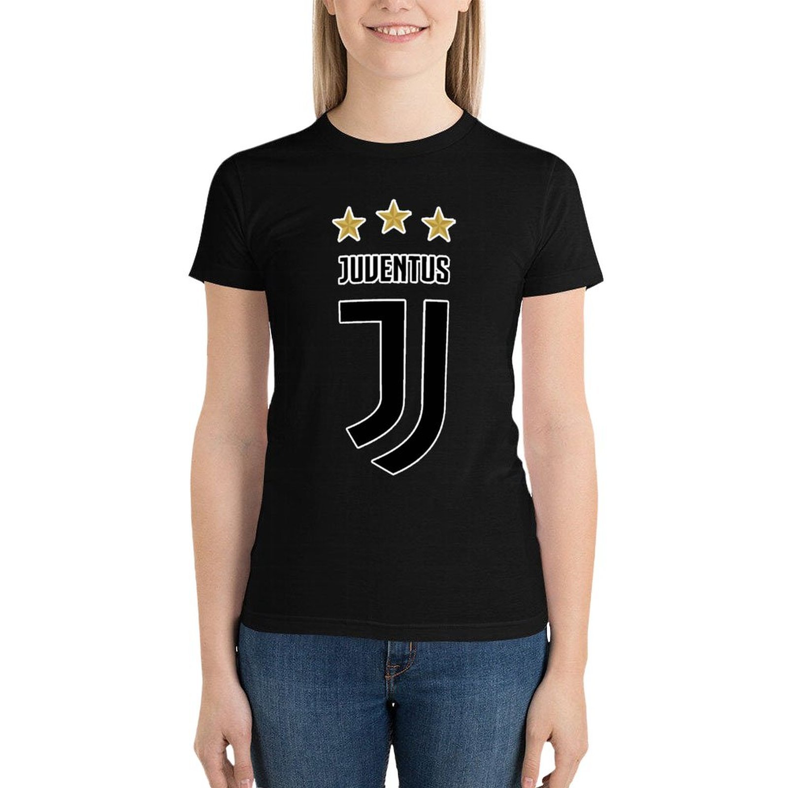 Juventus FC Damen Kurzarm Rundhals T-Shirt Casual Sommer Tops Juventus FC Damen Kurzarm Rundhals T-Shirt Casual Sommer Tops