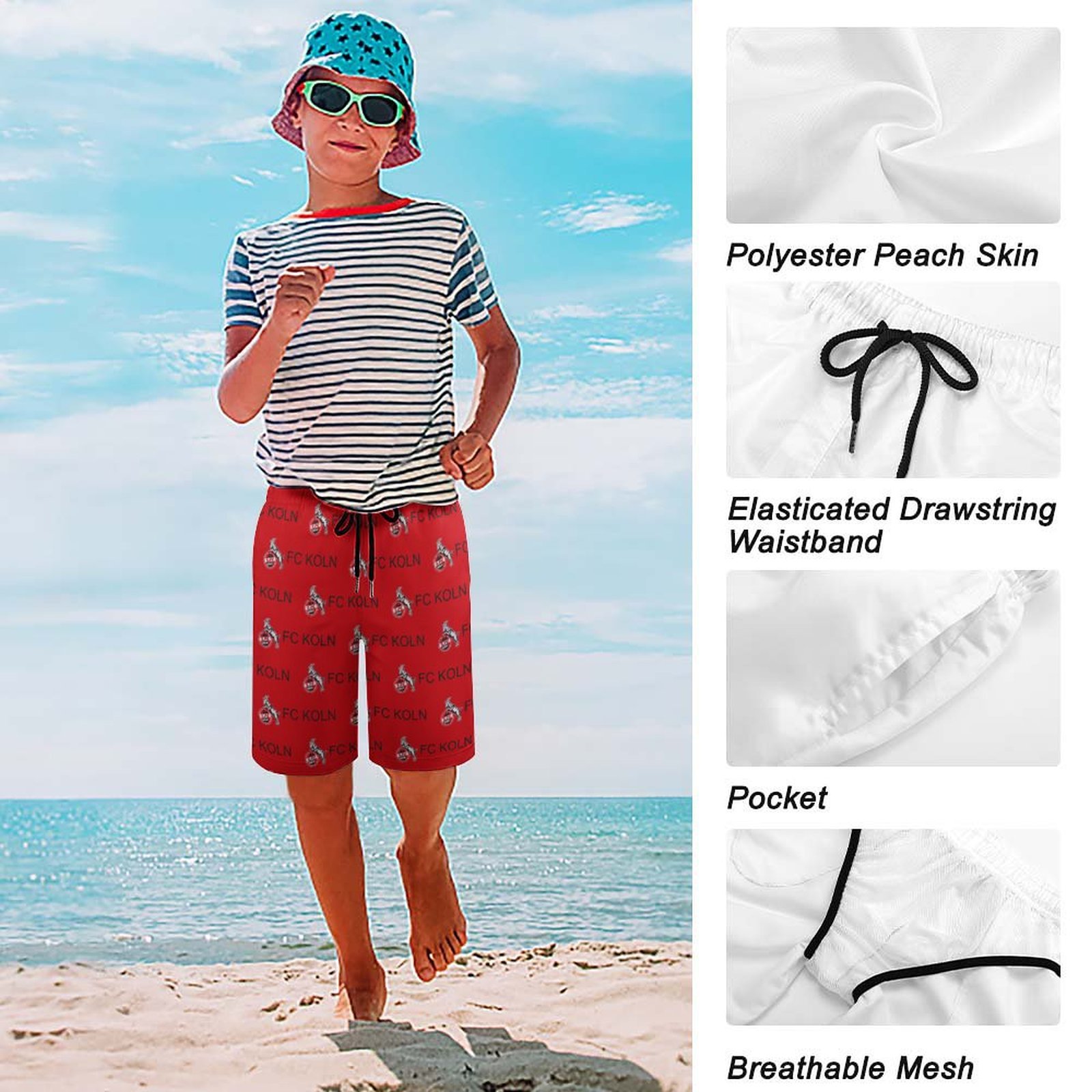 FC Köln Kinder Badehose,Strandshorts Sommer Jogginghose,Strandhosen FC Köln Kinder Badehose,Strandshorts Sommer Jogginghose,Strandhosen