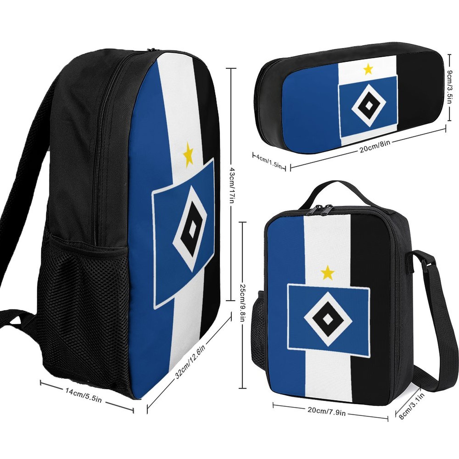 Hamburger SV Student Schulranzen Lunchbag Stifttasche Kombination Hamburger SV Student Schulranzen Lunchbag Stifttasche Kombination