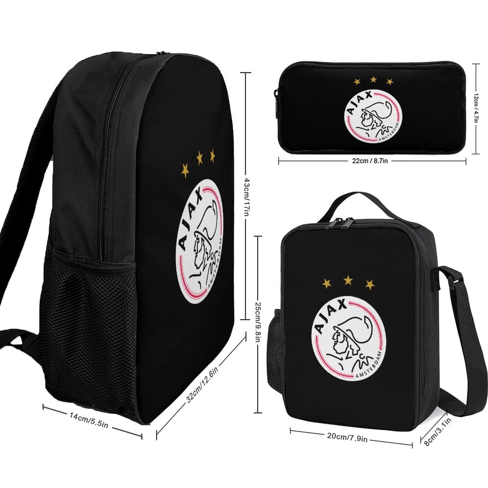 Ajax Student Schulranzen Lunchbag Stifttasche Kombination Ajax Student Schulranzen Lunchbag Stifttasche Kombination