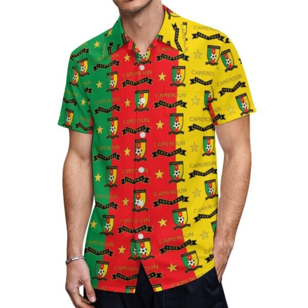 Kamerun Kurzärmelige Herrenhemden, Passform Sommer Kurzarm Casual Button-Down Hemden