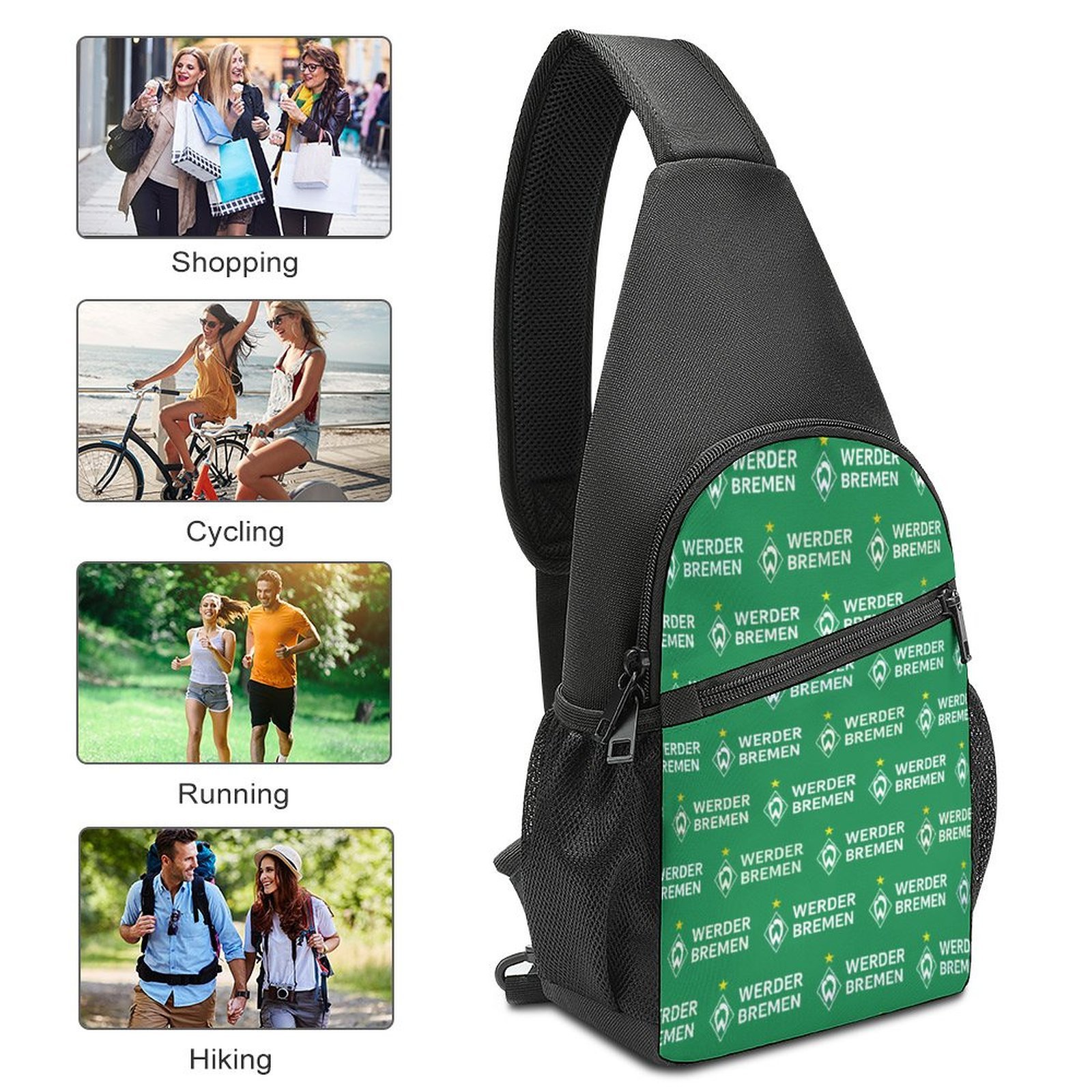 Werder Bremen Crossbody Backpack Leichte Umhängetaschen Sling-Rucksack Werder Bremen Crossbody Backpack Leichte Umhängetaschen Sling-Rucksack