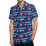 FC Heidenheim Kurzärmelige Herrenhemden, Passform Sommer Kurzarm Casual Button-Down Hemden