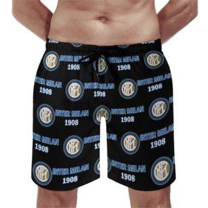Inter Mailand Herren Badehose Schnelltrocknende Strandshorts Mit Tasche Kordelzug Shorts