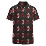 AC Mailand Kurzärmelige Herrenhemden, Passform Sommer Kurzarm Casual Button-Down Hemden