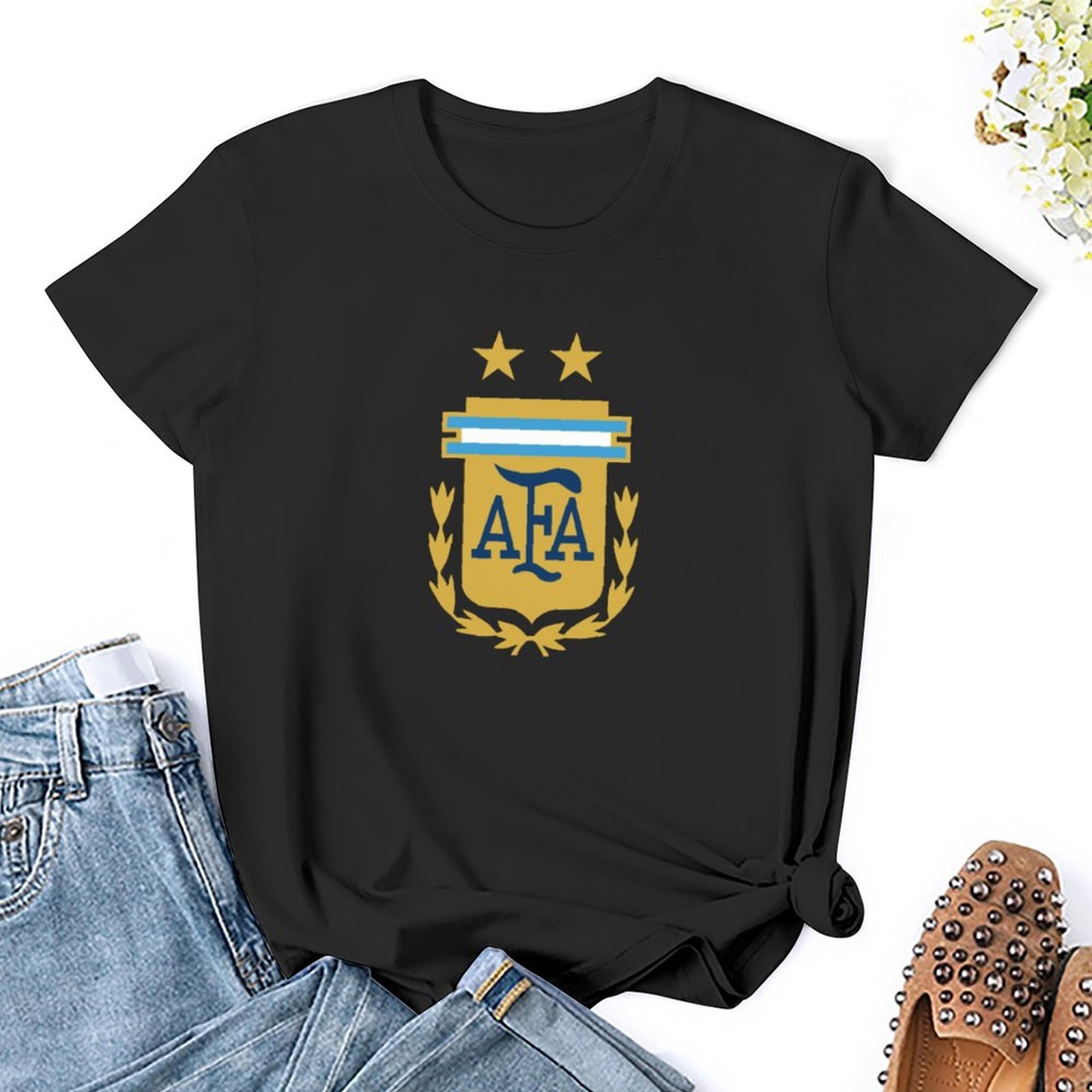 Argentinien Damen Kurzarm Rundhals T-Shirt Casual Sommer Tops Argentinien Damen Kurzarm Rundhals T-Shirt Casual Sommer Tops