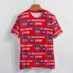 FC Heidenheim 3D Vollständig Druck Kurzarm T-Shirts Beiläufige Tee Tops