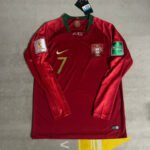 Portugal Cristiano Ronaldo 7 Langarm Retro Home Trikot WM 2018