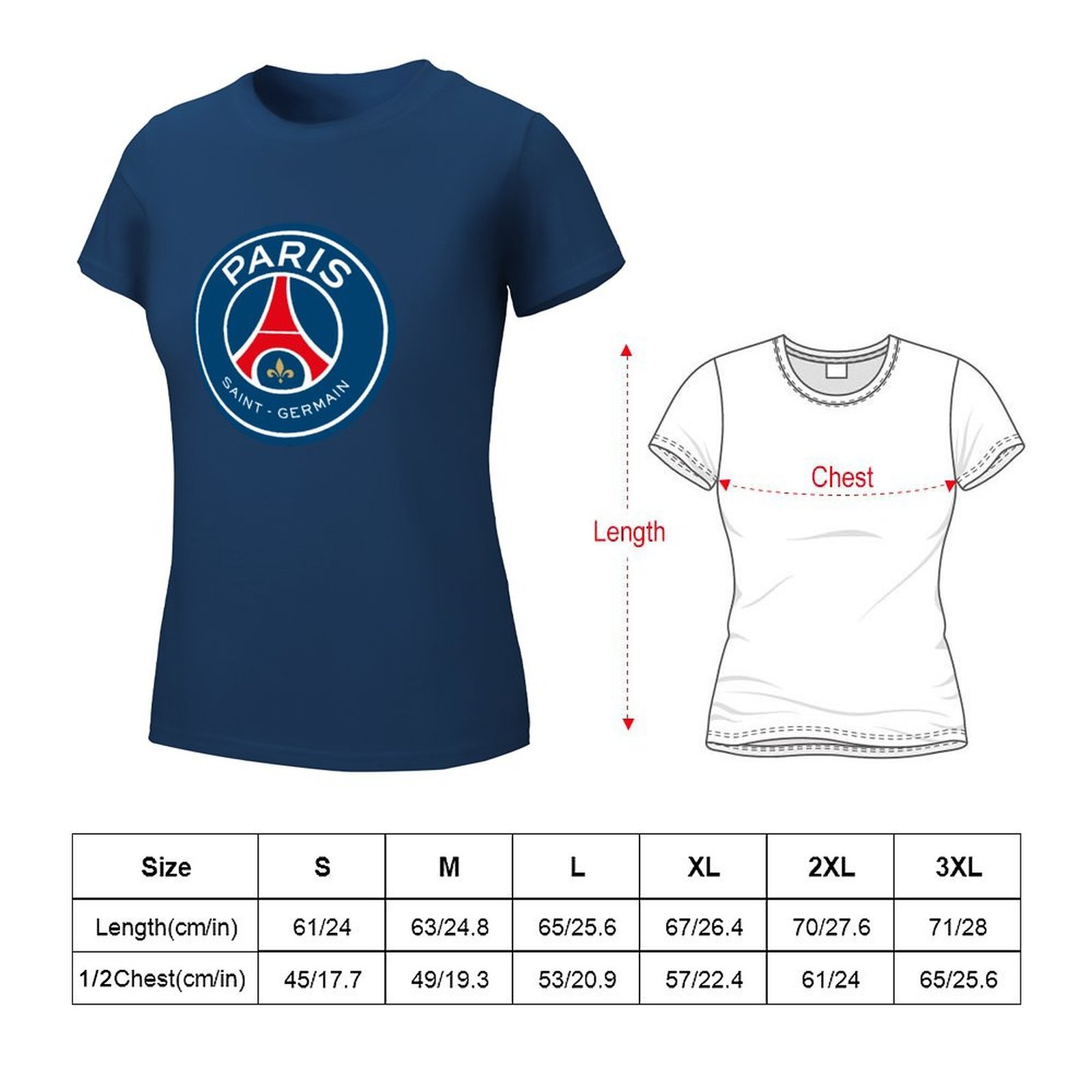 Paris Saint-Germain Damen Kurzarm Rundhals T-Shirt Casual Sommer Tops Paris Saint-Germain Damen Kurzarm Rundhals T-Shirt Casual Sommer Tops