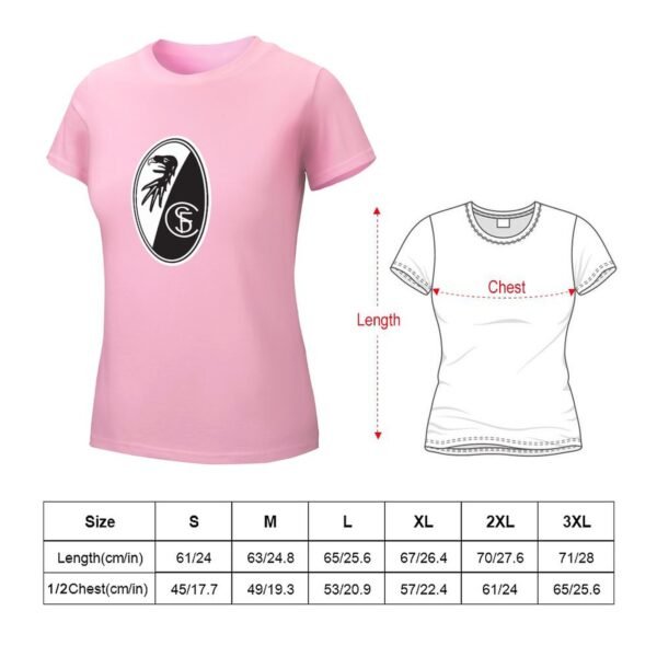 SC Freiburg Damen Kurzarm Rundhals T-Shirt Casual Sommer Tops