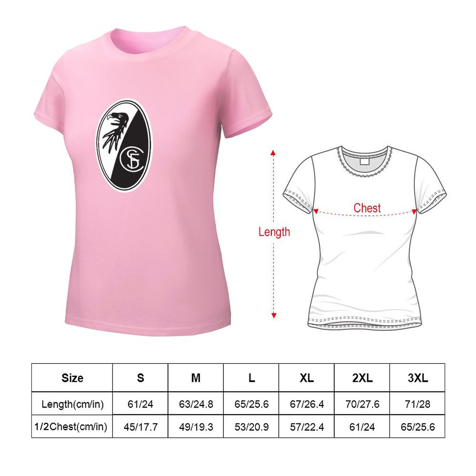SC Freiburg Damen Kurzarm Rundhals T-Shirt Casual Sommer Tops SC Freiburg Damen Kurzarm Rundhals T-Shirt Casual Sommer Tops