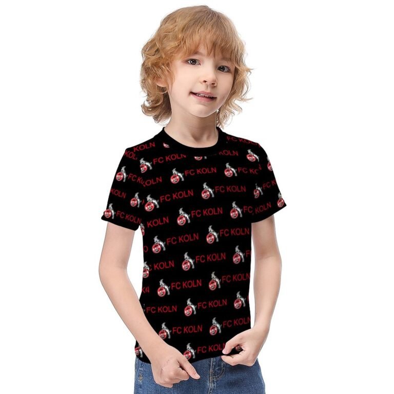 FC Köln Jungen Mädchen Kurzarm 3D-Druck T-Shirt Rundhals-Sommerhemd Tops