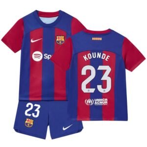 FC Barcelona Jules Kounde 23 Heimtrikot Kinder Mini Kit 2023-2024