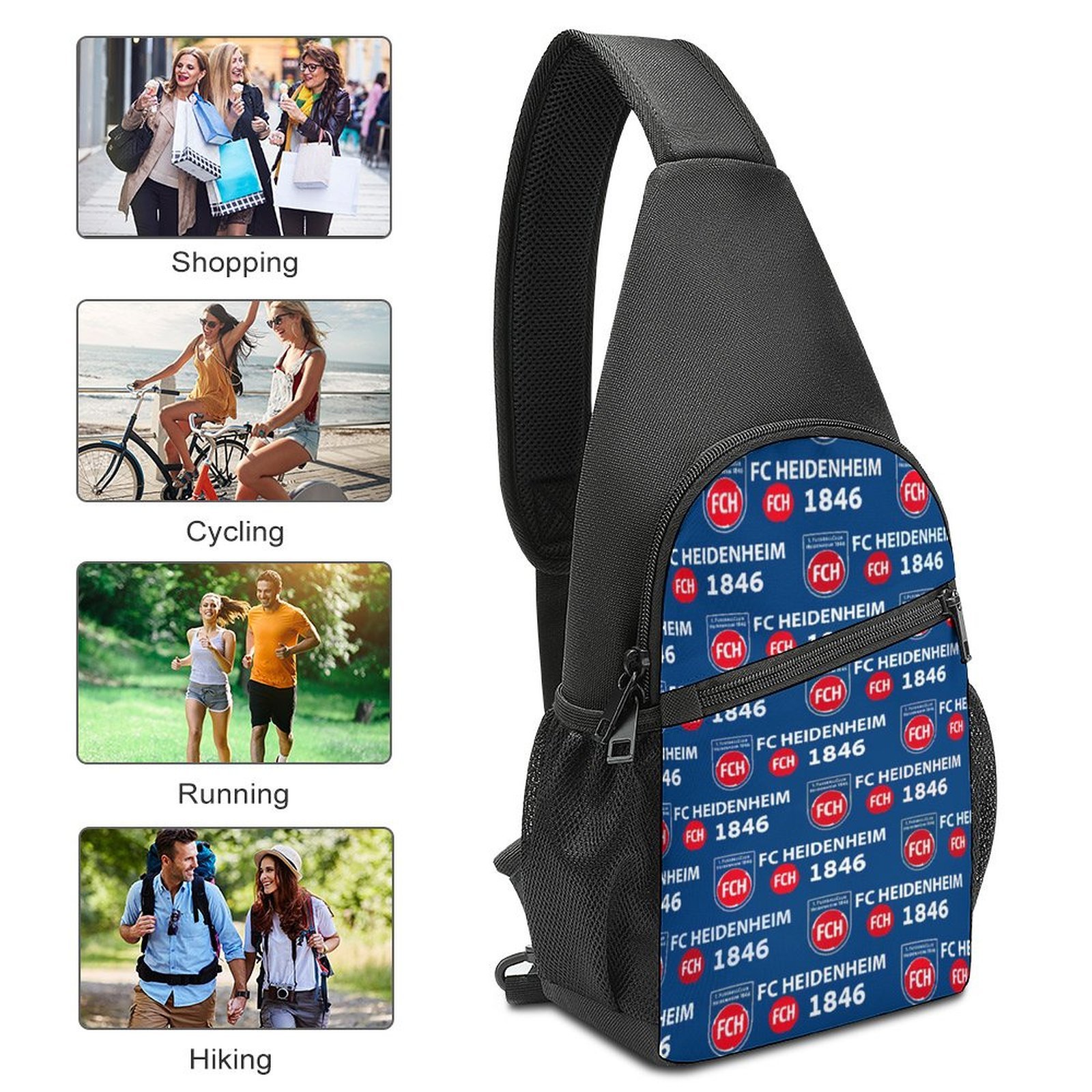 FC Heidenheim Crossbody Backpack Leichte Umhängetaschen Sling-Rucksack FC Heidenheim Crossbody Backpack Leichte Umhängetaschen Sling-Rucksack