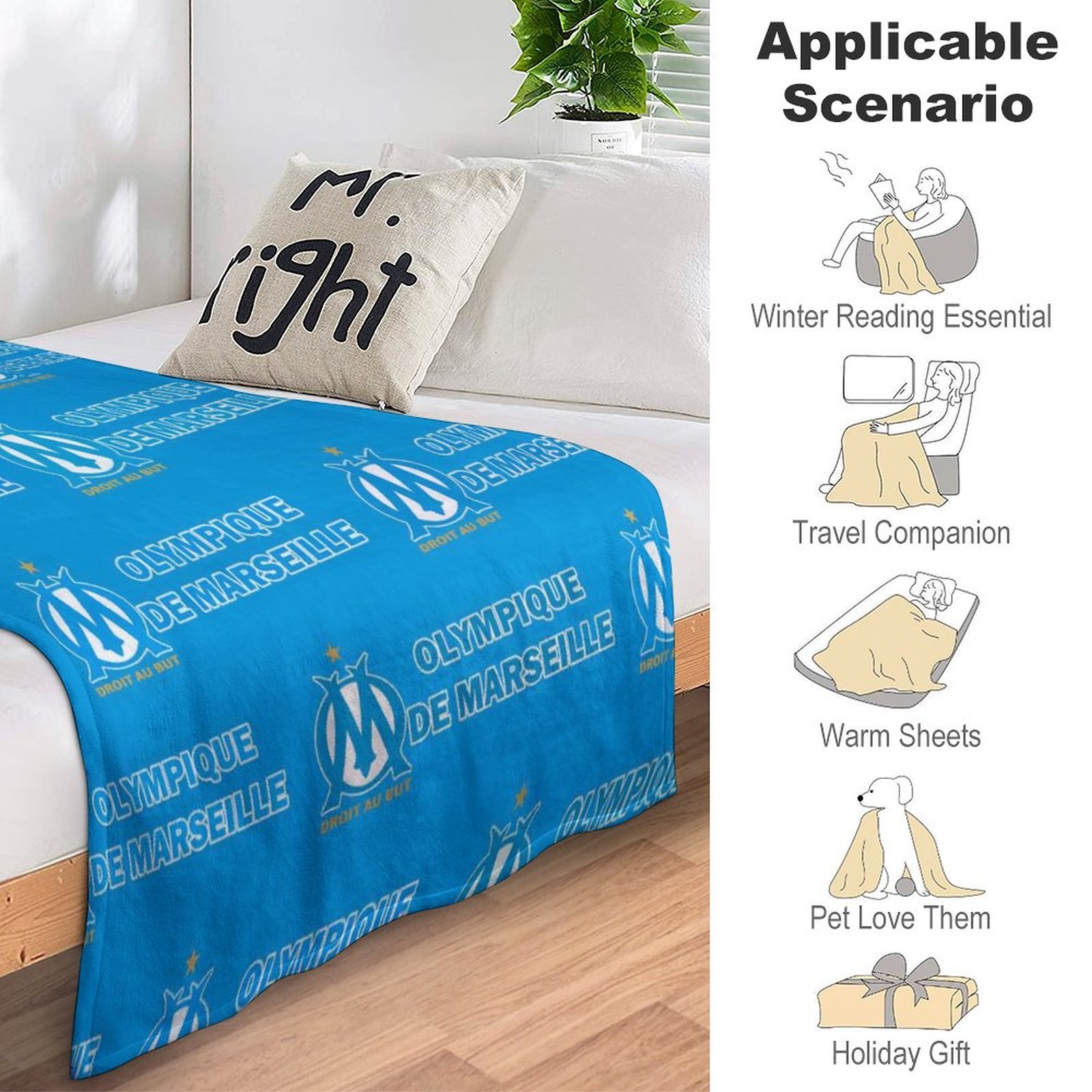 Olympique De Marseille Decken, Superweiche Decken, Verschiedene Größen Von Decken Olympique De Marseille Decken, Superweiche Decken, Verschiedene Größen Von Decken
